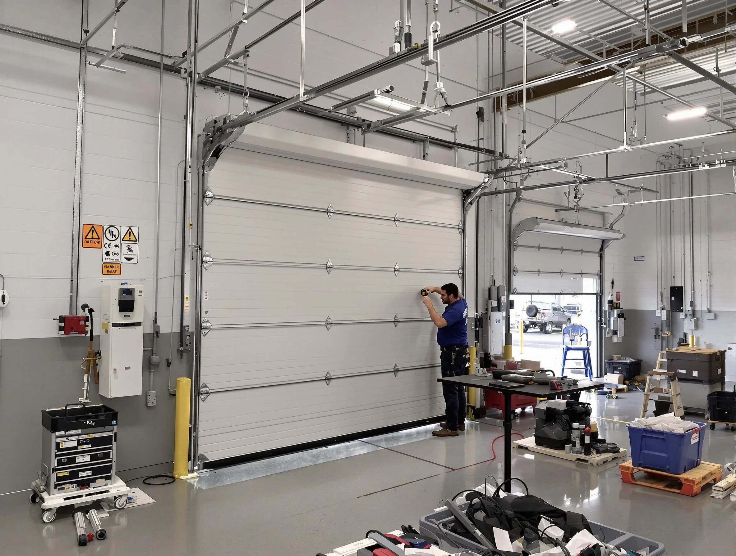 Commercial garage door repair being performed by Gilbert Garage Door Repair expert in Gilbert