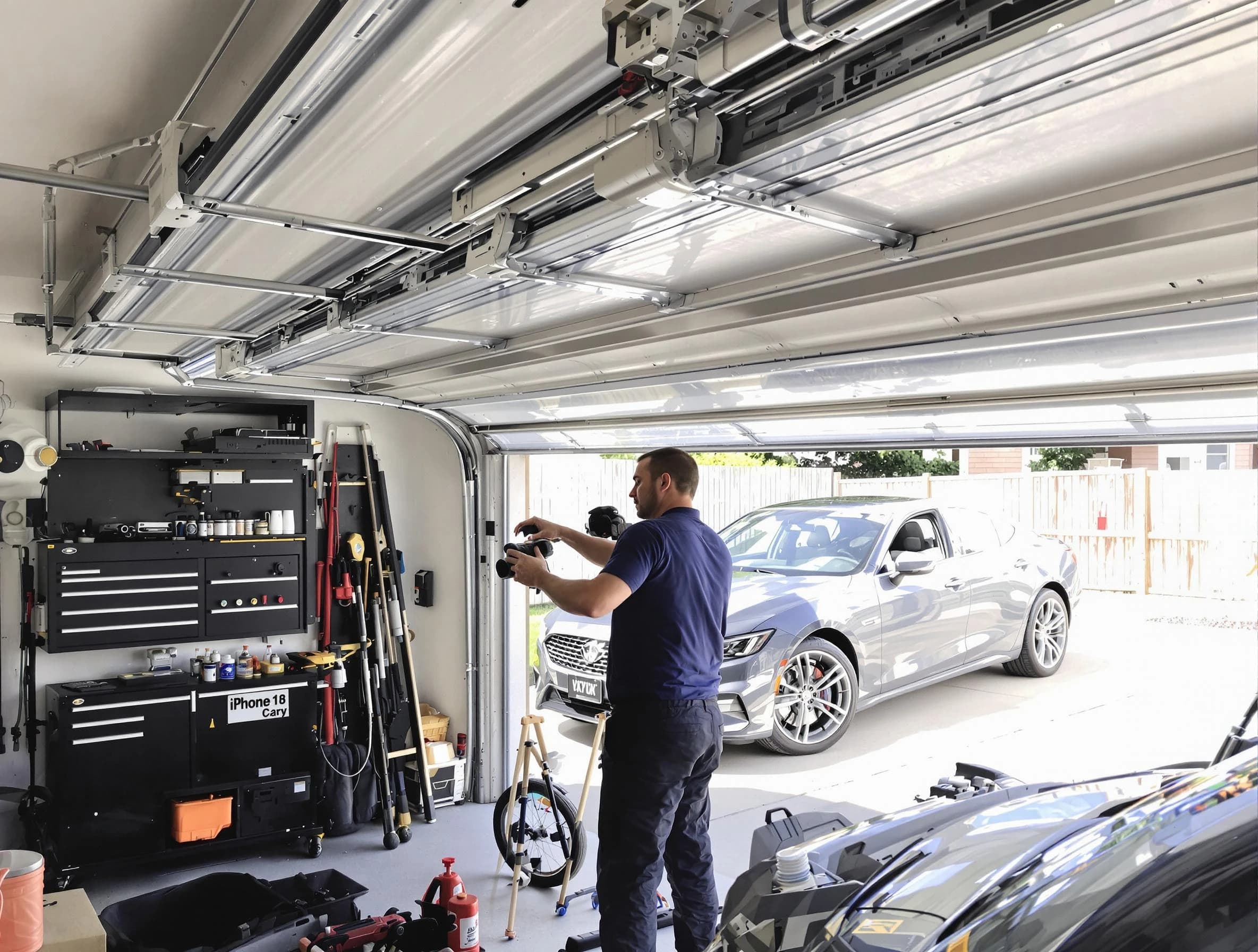 Gilbert Garage Door Repair technician fixing noisy garage door in Gilbert