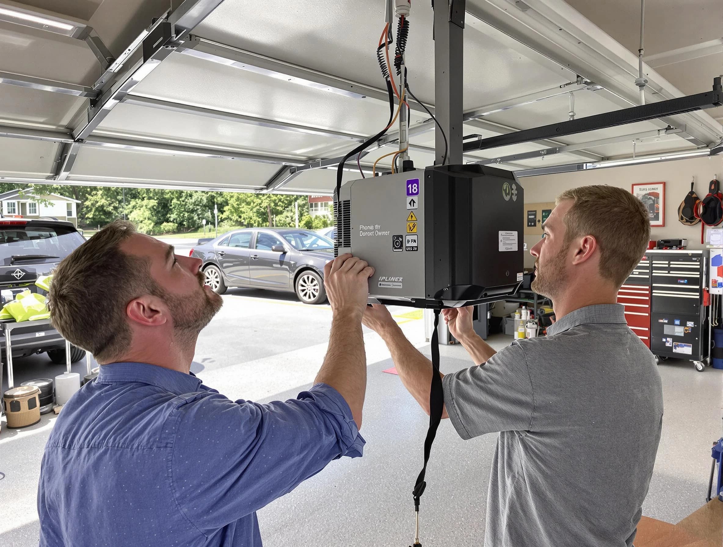 Gilbert Garage Door Repair technician installing garage door opener in Gilbert