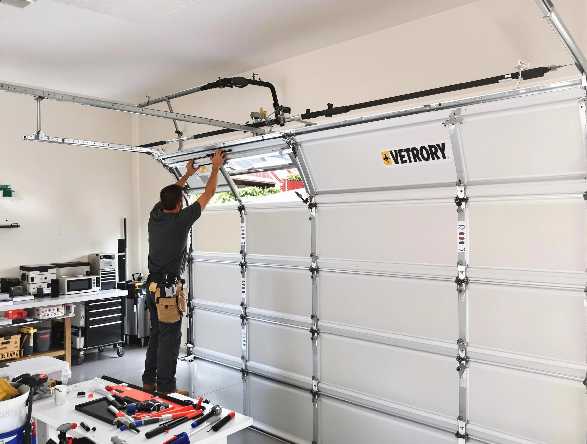 Gilbert Garage Door Repair technician performing section replacement in Gilbert