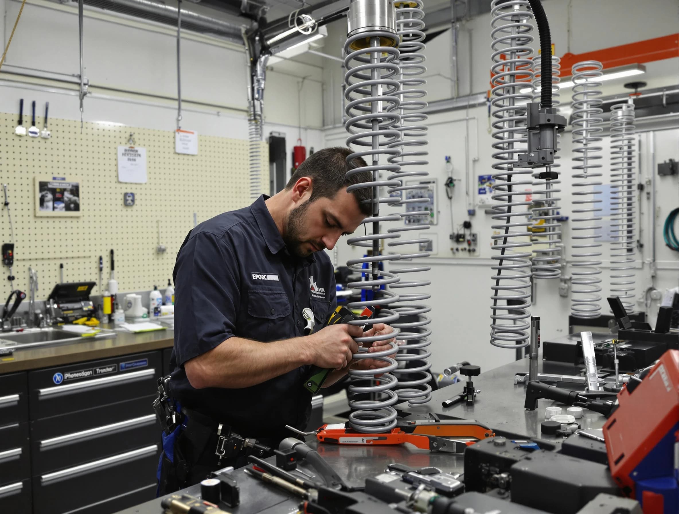 Gilbert Garage Door Repair technician performing spring repair in Gilbert